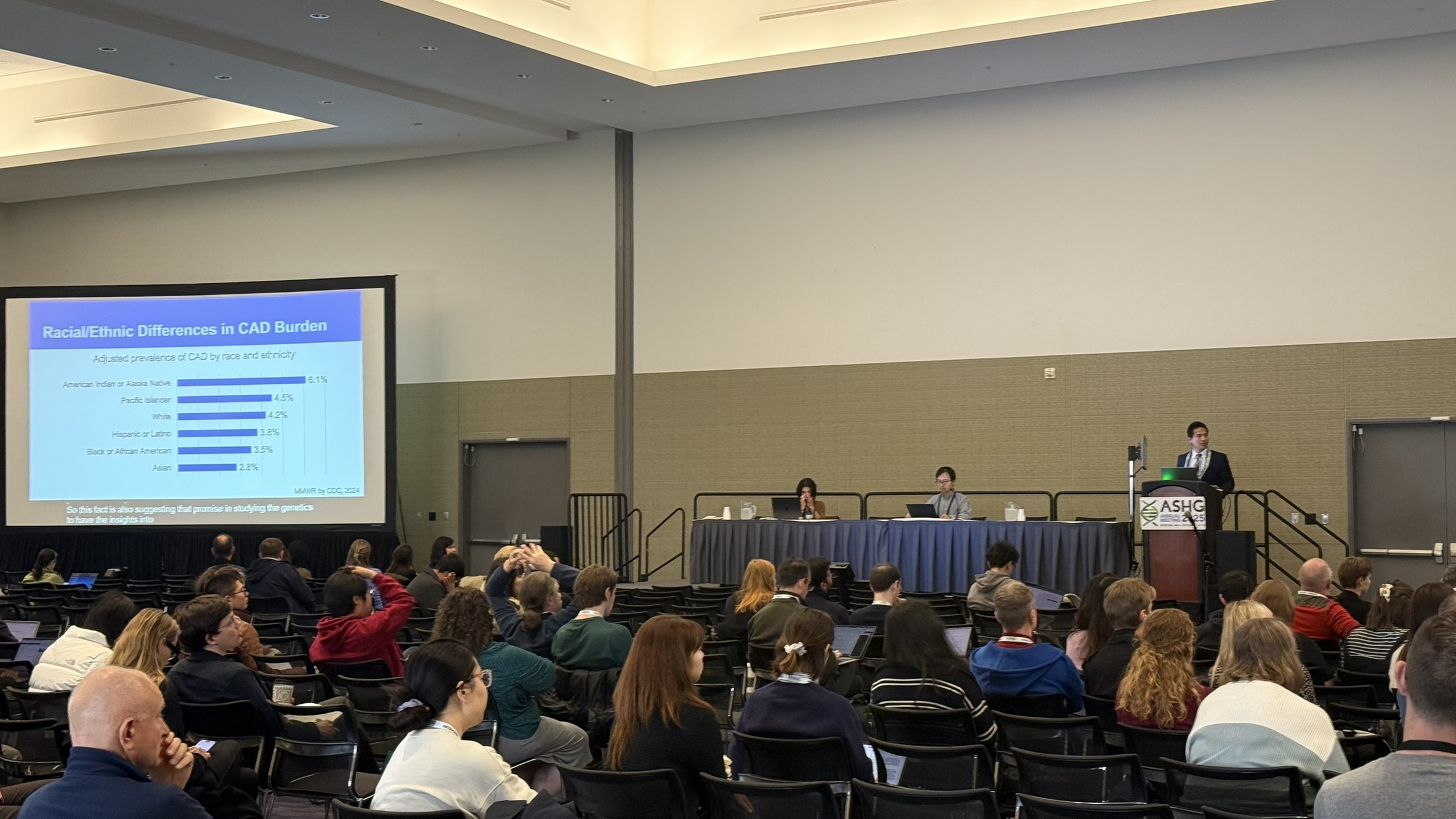 Satoshi presenting CAD GWAS results at ASHG Boston